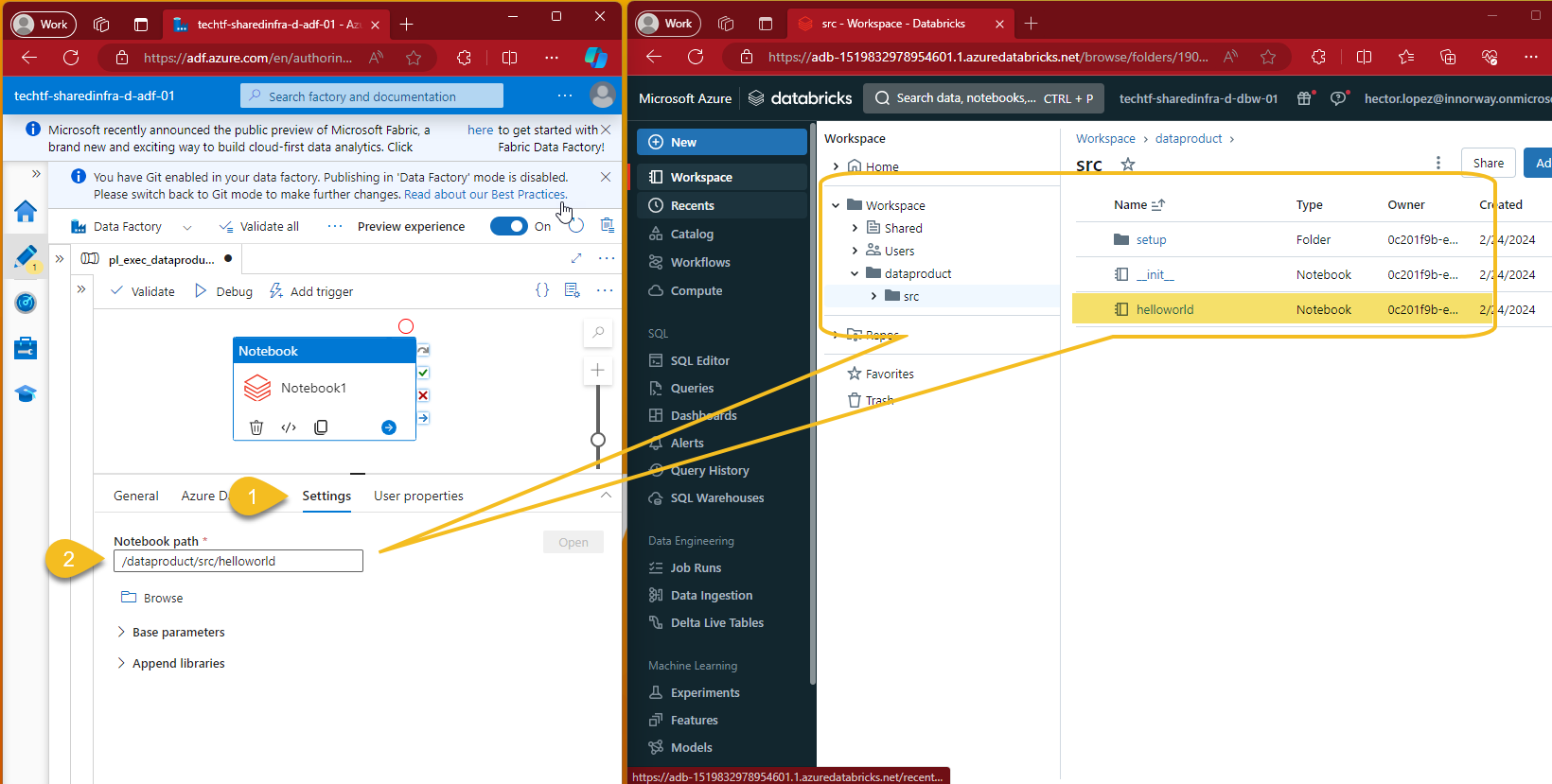 Orchestrate your Notebooks via Azure Data Factory