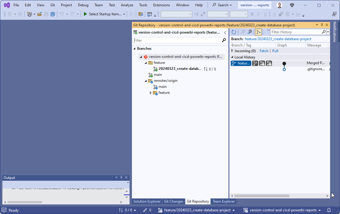 Create a Visual Studio Database project, host in DevOps Git-repo and deploy with pipelines